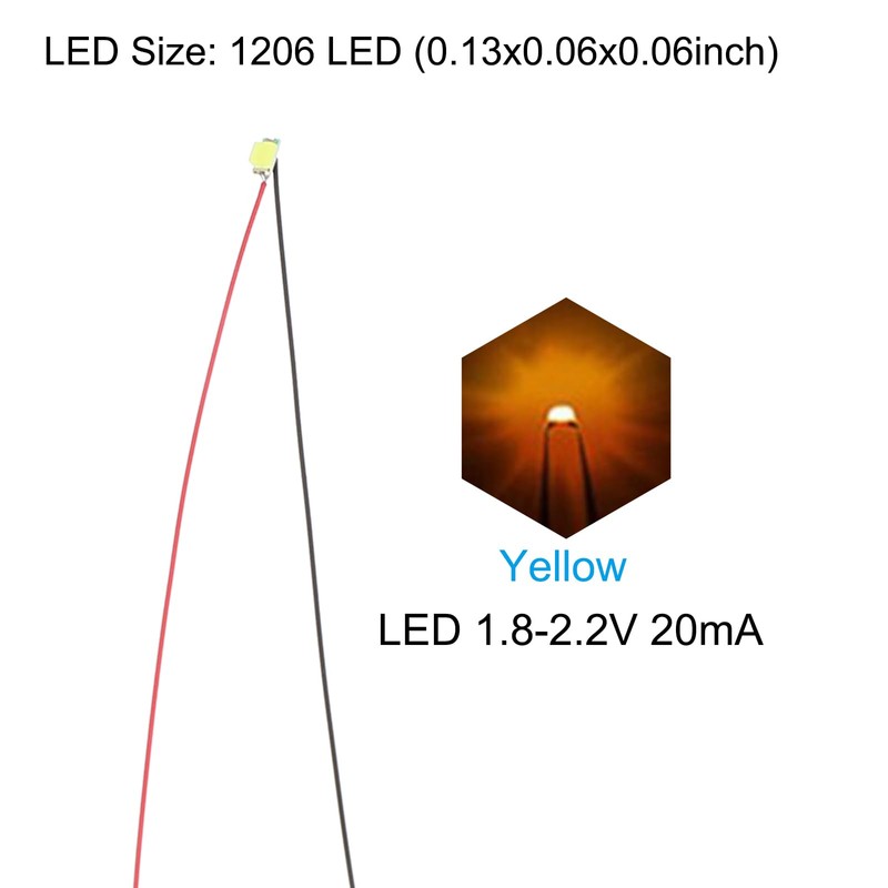 PATIKIL 1206 Pre-Wired Micro LED, 25 Pcs 1.8-2.2V Pre-soldered Mini