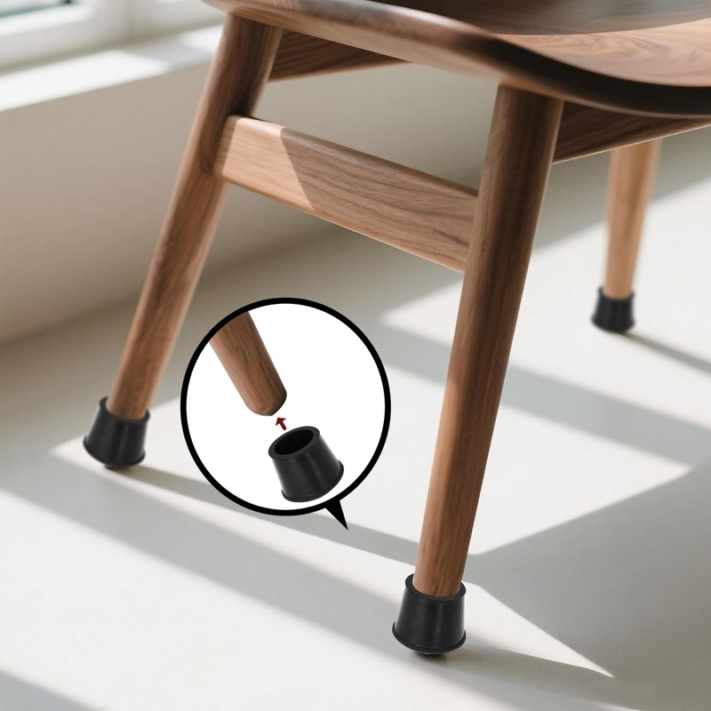 Zinkebol 10 PCS Black Round Rubber Chair Leg Caps Tips,
