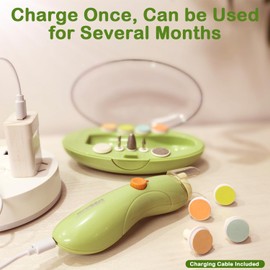 Fansidi Rechargeable Baby Nail File with 8100RPM Motor, Stepless Speed Control, Pressure-Stop Safety, Type-C Charging, Quiet Electric Nail Trimmer for Newborns, Toddlers & Adults, Fresh Mint Green