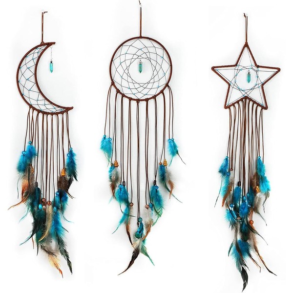 3 Pcs Dream Catcher,Feather Hanging Decoration,Wall-Mounted Charms,Traditional Design Craft,Ornament Wall