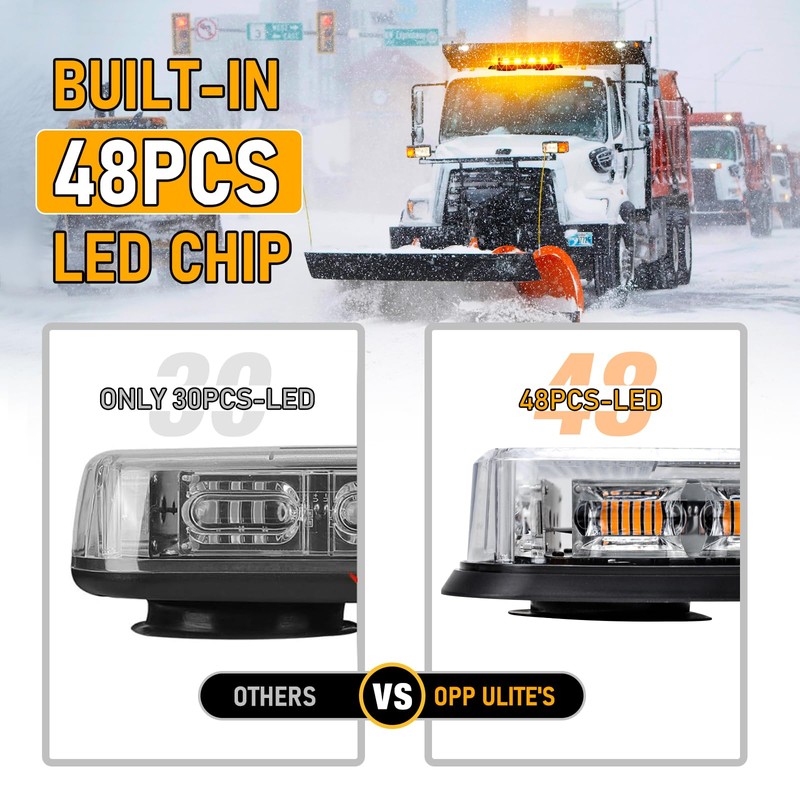 OPP ULITE Amber Strobe Light 16 Flashing Mode, 48pcs Led,