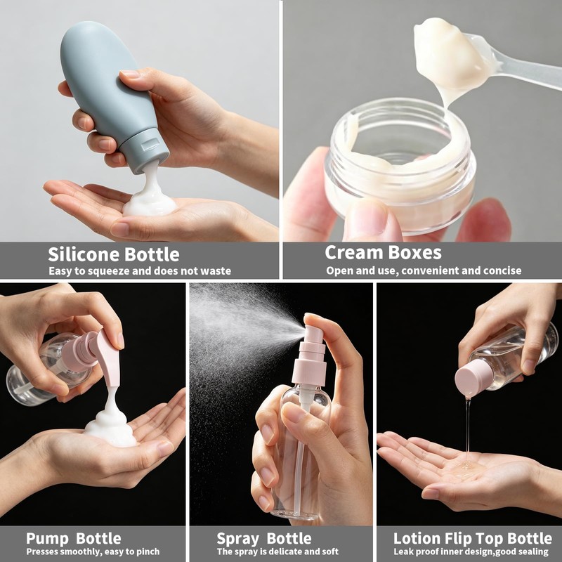 11 Pack Travel Bottles for Toiletries Set, BPA Free Containers,