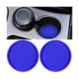 8sanlione 2 Pack Car Cup Holder Coaster, 2.75 Inch Diameter Non-Slip Universal Insert Coaster, Durable, Suitable for Most Car Interior, Car Accessory for Women and Men(Dark Blue)