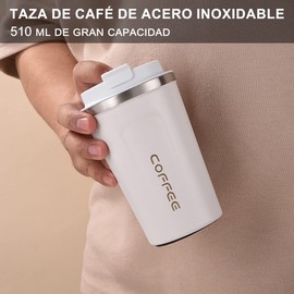 MOYAC Termos para Cafe 510 ml, Termo Agua de Acero lnoxidable con Gran Capacidad, Vaso Térmico Cafe al Vacío Conservación del Calor y Frío, Adecuada para Leche, Café, Té (Blanco)