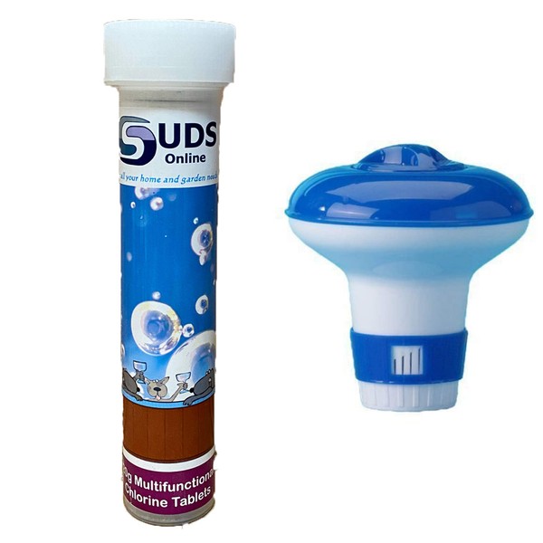SUDS-ONLINE Floating Dispenser + 5 Ultimate Chlorine Tablets 20g Hot