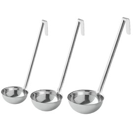 OCS Parts Set of 3 Stainless Steel Culinary Ladles | One-Piece Dishwasher Safe Home, Restaurant, Buffet and Catering Serving Ladle for Sauces, Soup, Gravy, and Salad Dressing (12-16 - 24 Ounce)