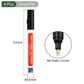 YOKIVE 4 Pcs Grout Paint Pen, Waterproof Black Paint Tile Marker, Restoring Grout Lines, Great for Balcony, Kitchen, Bathroom