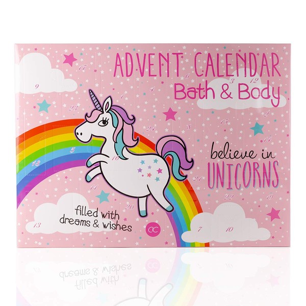 Accentra unicorn advent calendar – beauty advent calendar for girls and women – Christmas calendar horse with cosmetics contents: Body lotion, bath balls, soap, bath salt, etc. Wellness.