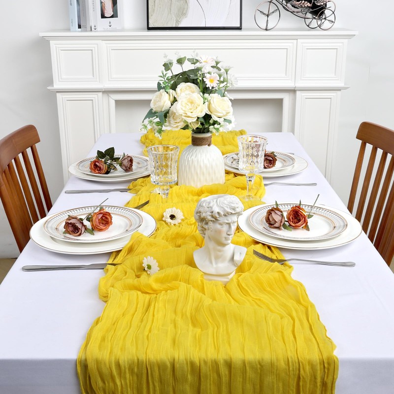8 Pack Lemon Yellow Cheesecloth Table Runner 10Ft Gauze Cheese