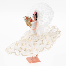 Made In Spain Flamenco Doll Flamenco Doll White Fan bairao-ra Marin, Inc White Dance Costume SMA – 705 W