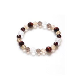 Liisha Yin Yang Doya Prayer Bracelet for Work Luck Money Four God Carved, Red Tiger Eye, Rutilated Quartz, 0.3 inches (8 mm), Power Stone, Men's, Prayed Lisha, Gemstone Rubber