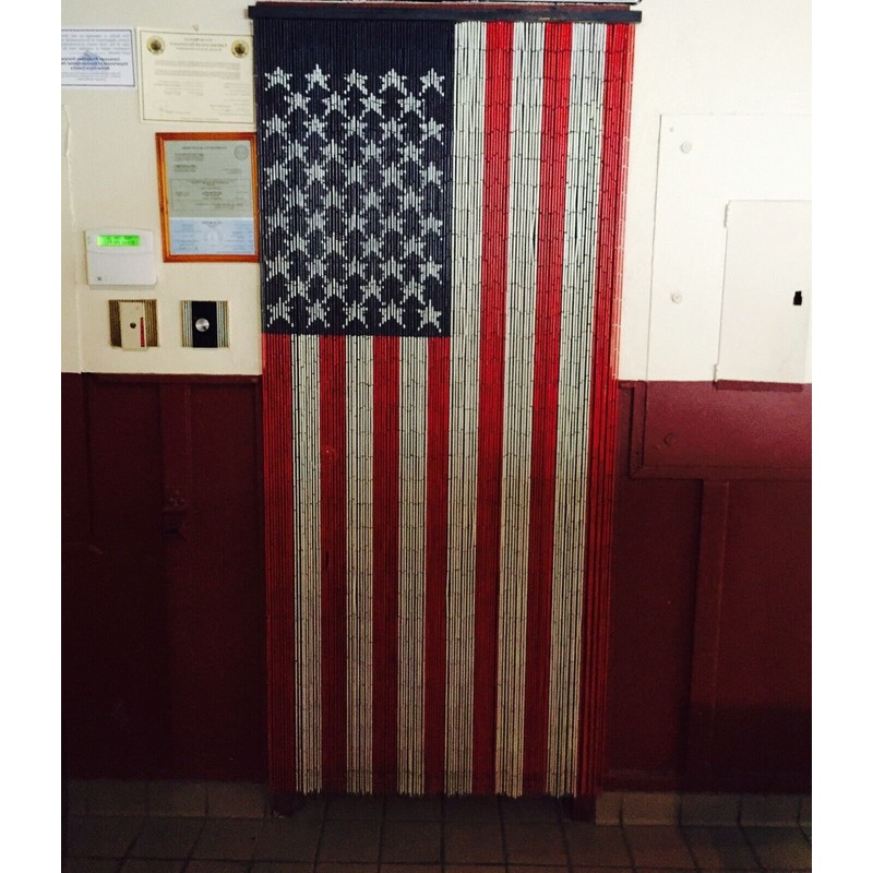 ABeadedCurtain - American Flag Beaded Curtain 125 Strands (+Hanging Hardware)