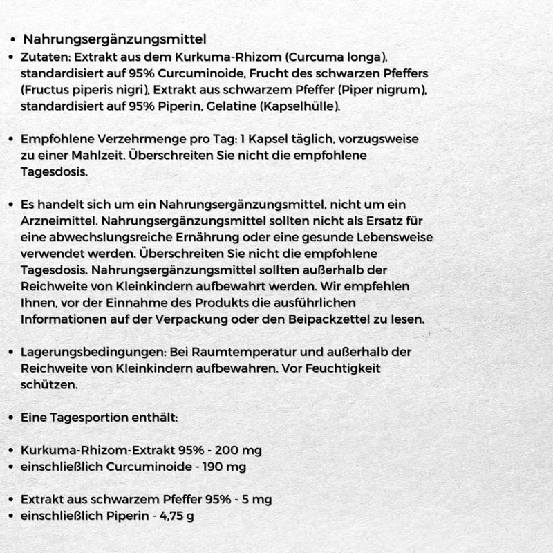 Medverita - Curcumin + Piperin - Nahrungsergänzungsmittel mit Pflanzenextrakten -