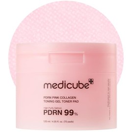 medicube Toner Pads Salmon DNA PDRN Pink Collagen Jelly Pad | Korean Gel Toner Pad | Niacinamide, Madecassoside, Retinol | Soothing, Radiance, Uneven Skin Tone | Korean Skin Care | 70 Pads (1 Pack)