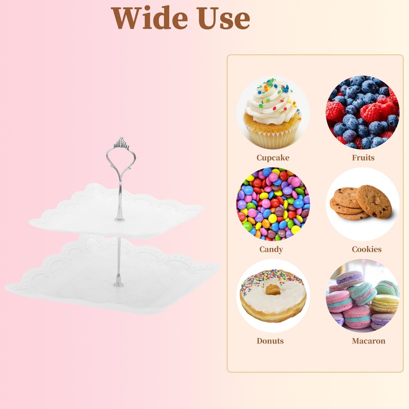 CAPASTEC 2-Tier Dessert Cupcake Stand, Cupcake Stand Holder, Square Cupcake