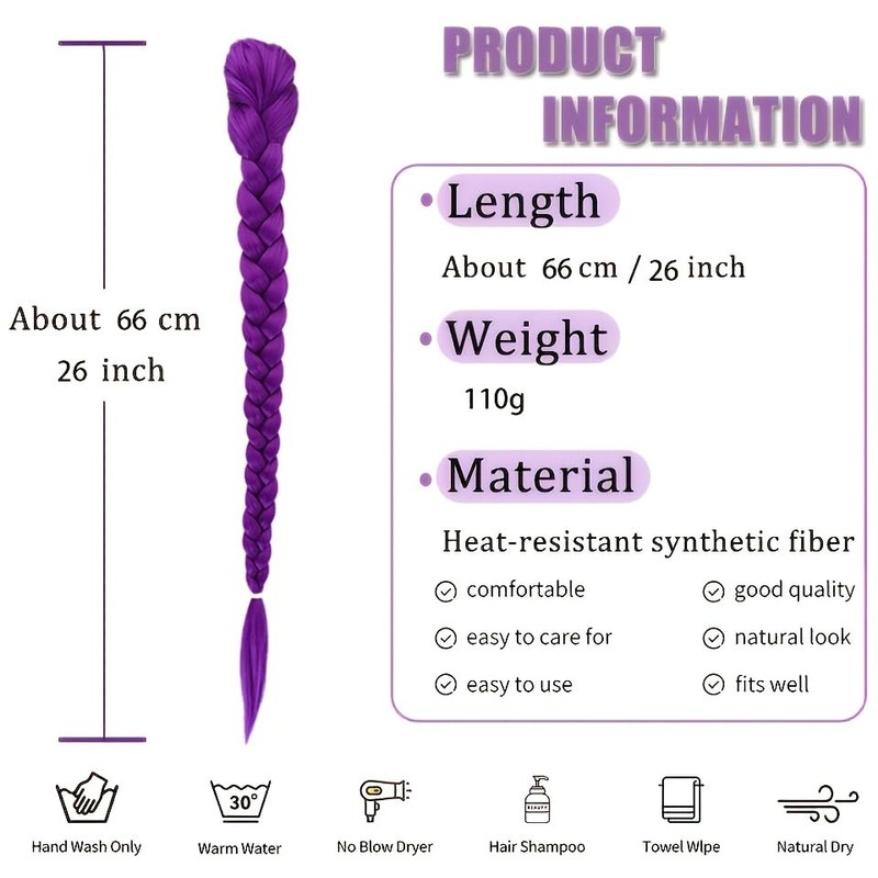 Kpop Purple Pigtail y2k Cosplay Hair Extensions with Laser Wire
