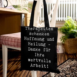 Mr. & Mrs. Panda Therapist Thank You Tote Bag, Gift, Compassion, Thank You, Gratitude, Bag, Laptop Bag, Valuable Work, Patients, Confidence, Fabric Bag, Say Thank You, Shopping Bag, black