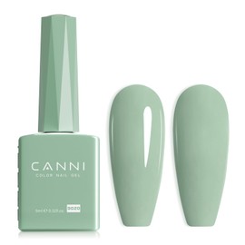CANNI Light Green Gel Nail Polish, 1Pcs Sage Green Gel Polish Mint Color High Gloss Soak Off U V Nail Manicure Salon DIY