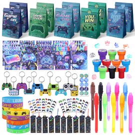 Video Game Party Favors for Gamer Birthday Party Decorations Video Game Keychains Magic Bookmark Invisible Ink Pens and More for Kids Gaming Party Favors