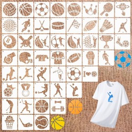 Srvauyea Pack of 50 Ball Stencils for Painting, 3 Inch PET Stencil for Sports, Sports Stencils for Crafts, Wall Design, Ball Painting Stencil for DIY Drawing, Diary, Canvas, Wood