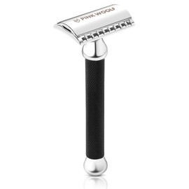 Pink Woolf Open Comb Double Edge Safety Razor (Black Chrome)