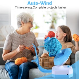 Electric Wool Winder - Automatic Yarn Winder, Wool Unwinder, Ball Winder, Yarn Winder for Crochet with Continuous Speed, Ideal Aid for Knitting Lovers (Blue)