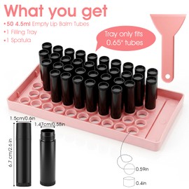 100Pcs Lip Balm Tubes Kit with Filling Tray & Spatula, Empty Lip Balm Containers for DIY