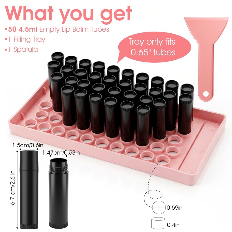 100Pcs Lip Balm Tubes Kit with Filling Tray & Spatula,