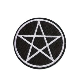 Gaugeusa 1 Piece Black Pentagram Iron/Sew-on Patch for DIY Vest Jeans Clothing Punk