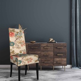 Numland Elegant Flowers Kitchen Chair Covers Spring Botanical Plant Garden Blossom Foliage Stretchable Polyester for Dining Room, Hotel, Ceremony, Restaurant 1 Pack