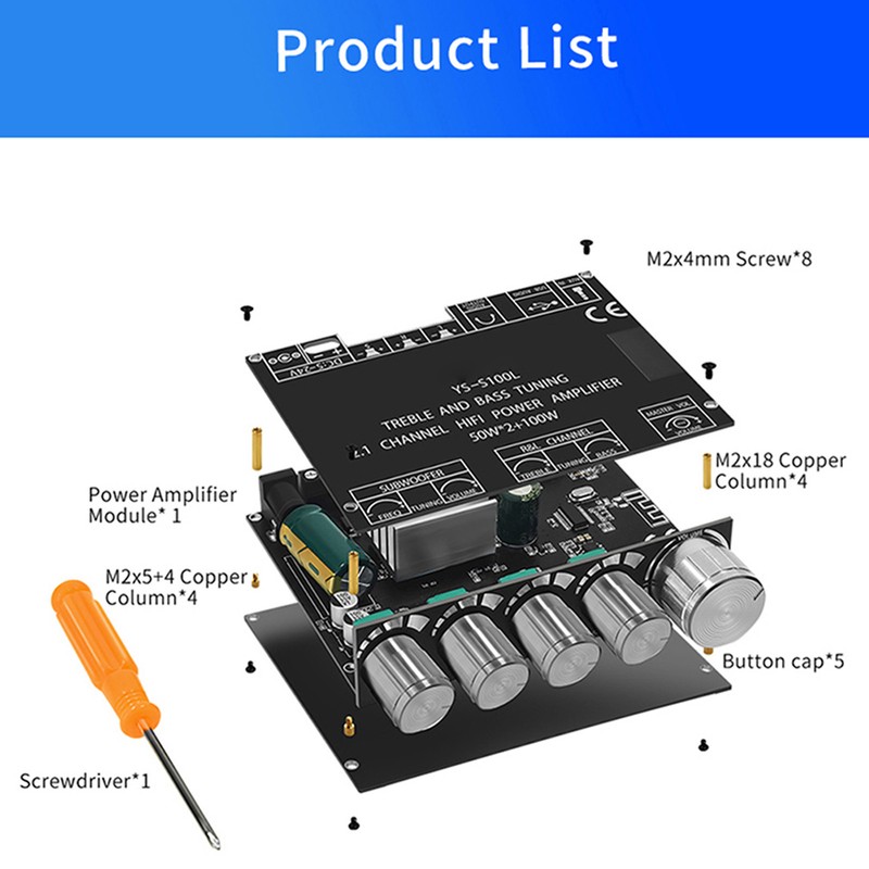 Bluetooth Amplifier Board 2.1 Channel 50W 50W 100W Wireless Subwoofer