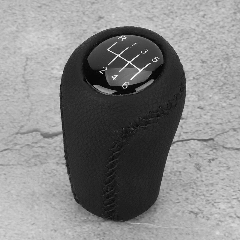 6 Speed Shifter Knob - Leather Gear Stick Handle for