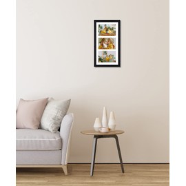 Golden State Art, 8.5x16.3 Black Wood Frame - White Mat for Three 5x7 Pictures - Sawtooth Hangers- Swivel Tabs - Wall Mounting - Landscape/Portrait - Real Glass - Collage Frame