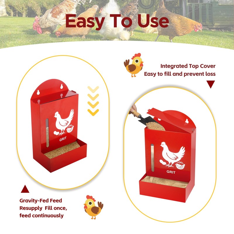 Crazydeer 2 Pack Chicken Grit and Oyster Shell Feeder, Metal