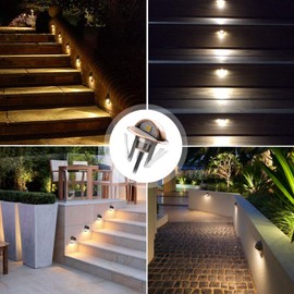 QACA LED Stair Light Low Voltage Waterproof IP65 Outdoor 1-2/5" Recessed Wood LED Deck Lighting Yard Garden Patio Step Landscape Pathway Decor Lamp (20pcs, Warm White)