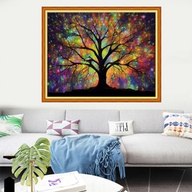 Dooxvey Cross Stitch Kits for Adults Stamped Full Range of Embroidery Starter Kits for Beginners 11CT Printed Cross Stitch Patterns Needlepoint Kits Stamped Crossstitching-Night Light Tree 16x20 inch