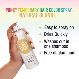 Punky Temporary Hair Highlight Spray – Natural Blonde, Washes Out, Temporary Hair Color Spray for Kids, Women, Hair-Dye, 3.5 oz, 1 Pack