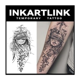 INKARTLINK Tattoo Tech, 2 Sheets Extra Large Semi Permanent Tattoo, Adult Art Design Temporary Tattoos, Lasts 1-2 Weeks, Waterproof, Realistic Look, No Reflection (Themis)