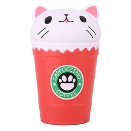 Anboor Squishy Food Toy,5.3" Soft Squishies Cat Coffee Cup,Kawaii Stress Relief Ball ADHD Toy for Kid Adults Collection Stress Relief Kid's Toys Children's Day Gift