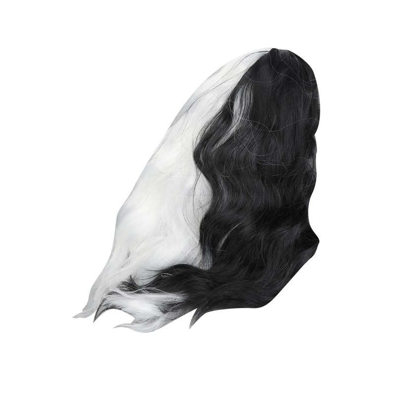Black and White Short Curly Wig Women Cosplay Party Shoulder