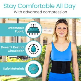 Vive Abdominal Binder Post Surgery (2 Panel) - Postpartum Belly Band - C-Section, Hysterectomy, Hernia Belt for Women, Men Black