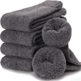 EBMORE Merino Wool Socks for Men Winter Thermal Warm Thick Hiking Boot Heavy Valentines Day Gifts for Him Stocking Stuffers Soft Cozy Socks for Cold Weather 5 Pack(Grey(5pairs))