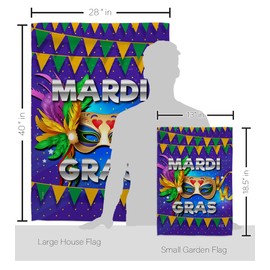 Angeleno Heritage Fat Tuesday Garden House Flag Kit Springtime Mardi Gras Carnival Festival Masquerade Celebration Season Holiday French Decoration Banner Small Yard Gift Double-Sided, Made in USA