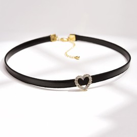 SINLOV Gothic Love heart Tassel Choker Necklaces Black Crystal Pendant Necklace Jewelry for Women Girls