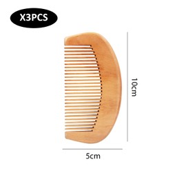 Pack of 3 work combs, rounded small wooden comb, wide tooth hair comb made of natural wood, suitable for combing, styling and trimming various hairstyles.