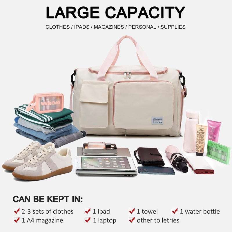 Small Gym Bag for Women, Travel Duffle Bag Carry On