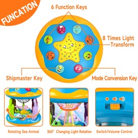 Baby Toys 6 to 12 Months, 4 in 1 Musical Rotating Projector, Tummy Time Light Up Infant Toys for 6-9 12-18 Months, Learning Toy Birthday Gifts for Baby Toddlers 1 2 3 Years Old Boys & Girls