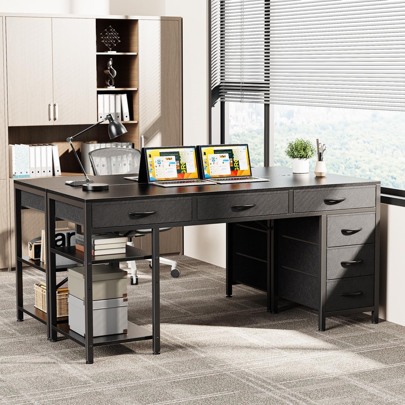 Huuger Computer Desk with 6 Drawers, 54 Inch Office Desk