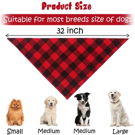GOYOSWA 2 Pack Christmas Dog Bandanas for Large Dogs, Buffalo Plaid Dog Bandana Triangle Scarf Christmas Dog Cosumes for Small Medium Large Extra Large Dogs (Red Plaid, Large)