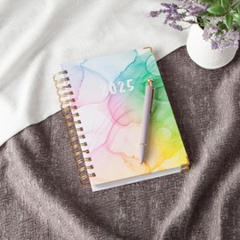 Blue Sky 2025 15-Month Weekly and Monthly Planner Calendar, October 2024 - December 2025, 5" x 8", Hard Cover, Laminated Tabs, Wirebound, Storage Pocket, Rainbow Ink (Rainbow Ink- 2025, 5" x 8")